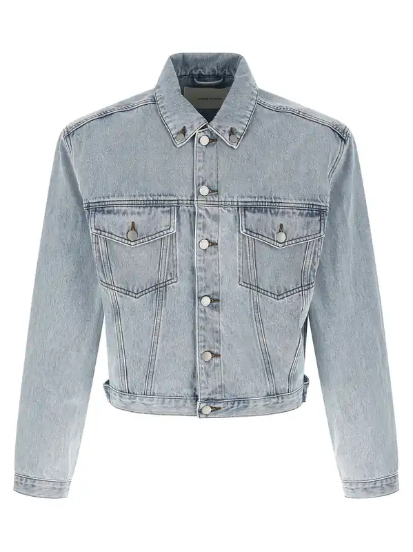 Shrunken Denim Puffer Jackets Light Blue - Entire Studios