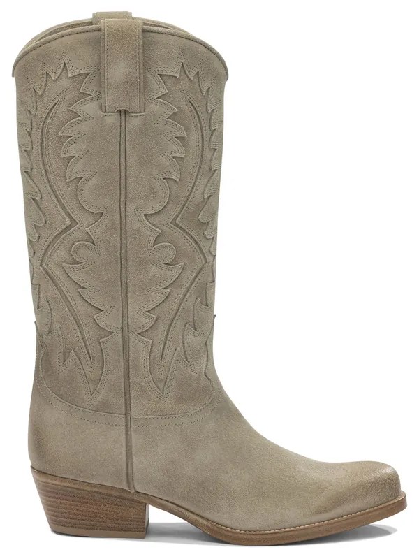 Leather Cowboy Boots Boots And Ankle Boots Beige - Sartore