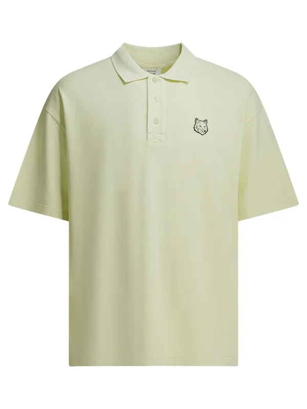 Fox Head Polo Shirts Green - Maison Kitsuné