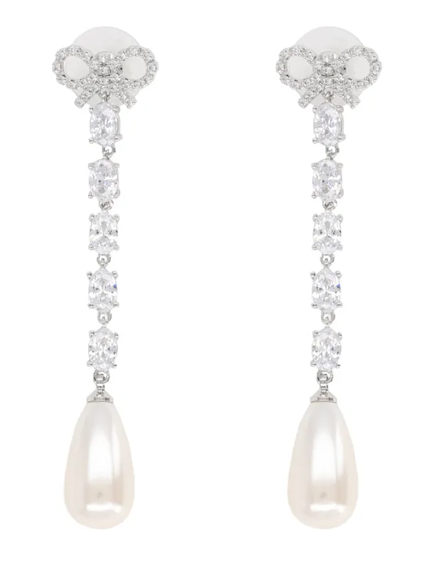 "Bow Pearl Droplet" Earrings - Self-Portrait