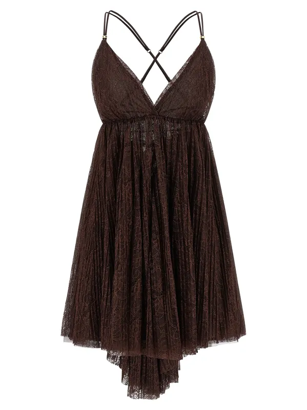 Lace Mini Dress Dresses Brown - Elisabetta Franchi