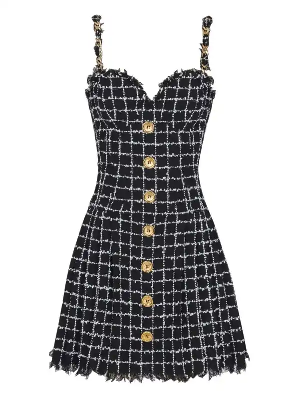 Tweed Dress With Chain - Balmain