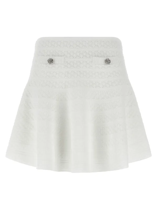 Pointelle Knit Skirts White - Self-Portrait