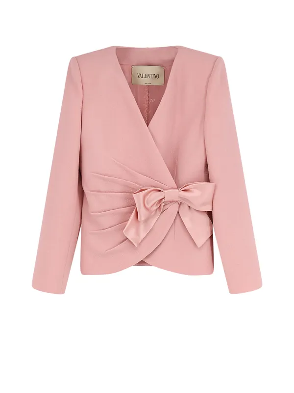 Wool Crepe Blazer With Bow - Valentino Garavani