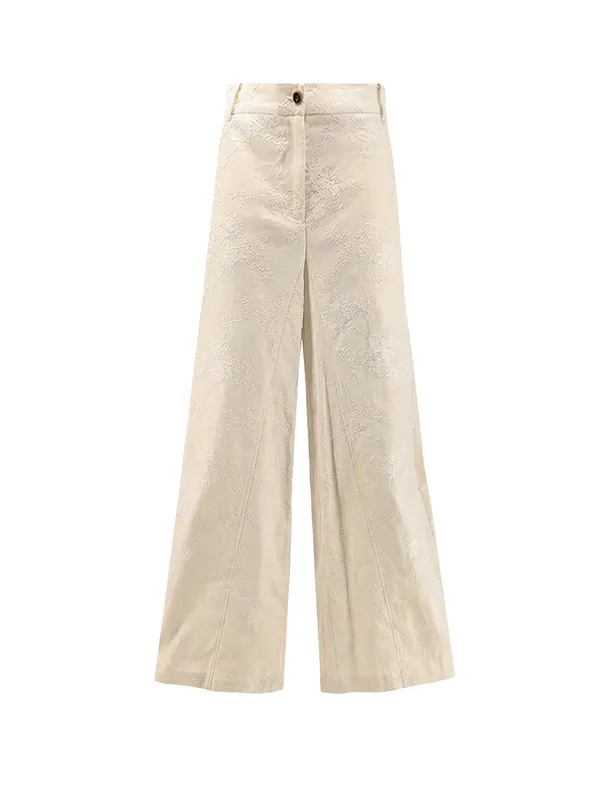 Ivy Linen Trousers With Embroidery - Pinko