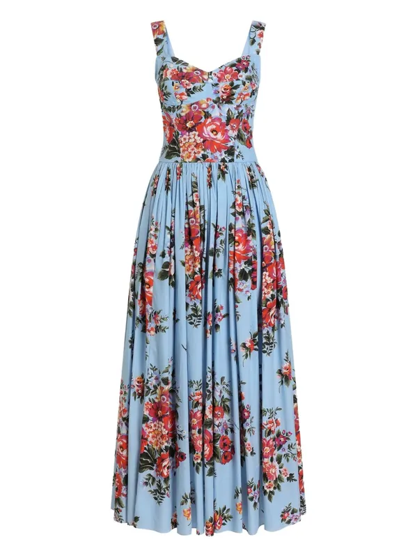 Flower Print Long Dress - Dolce & Gabbana