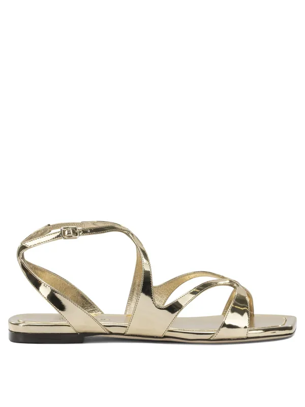 Ayla Flat Sandals Gold - Jimmy Choo