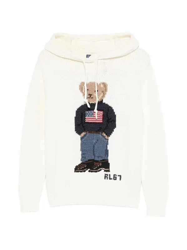 Polo Bear Linen Blend Hooded Jumper - Polo Ralph Lauren