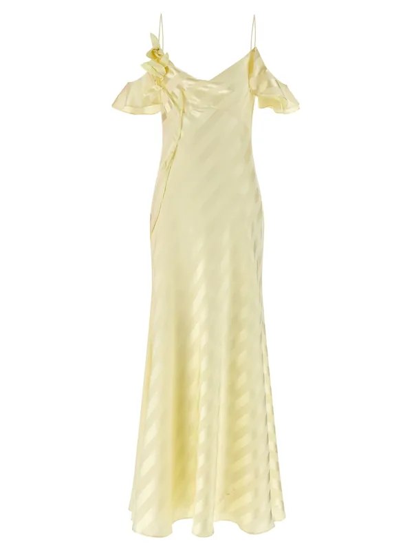 Satin Striped Dresses Yellow - Self-Portrait
