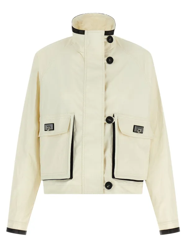 Tech Linen Jacket Puffer Jackets White - Ferragamo