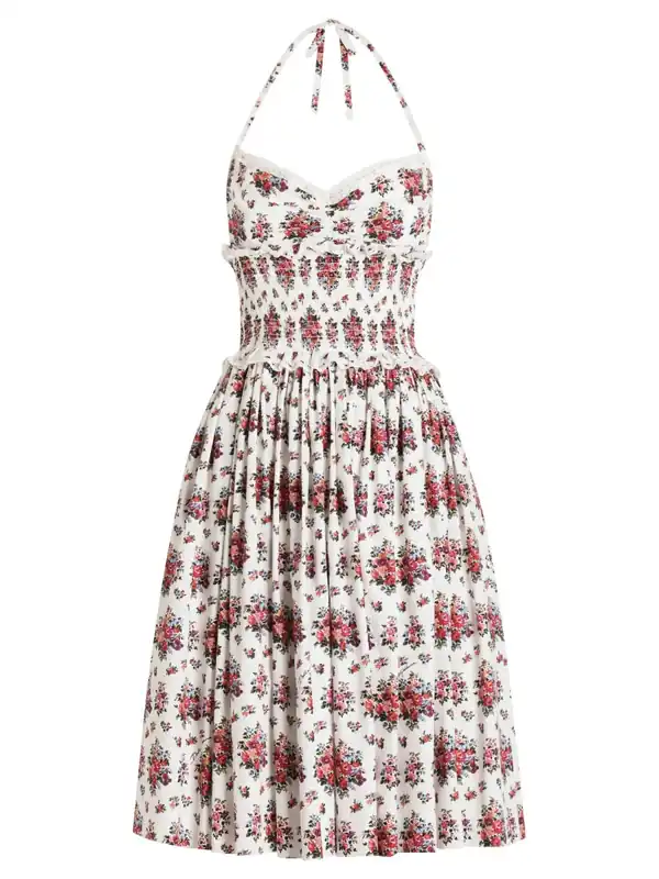 Midi Dress With Floral Print - Dolce & Gabbana