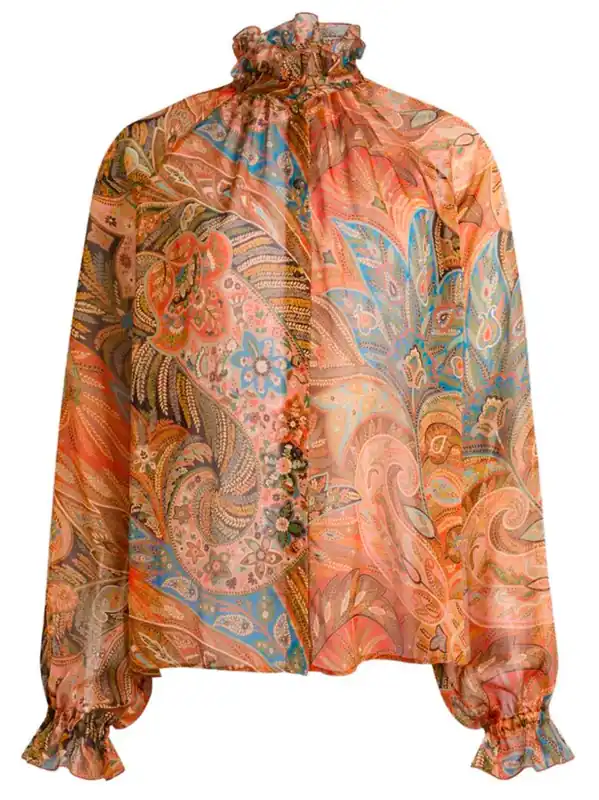 Silk Shirt With Ruffles And Paisley Motif - Etro