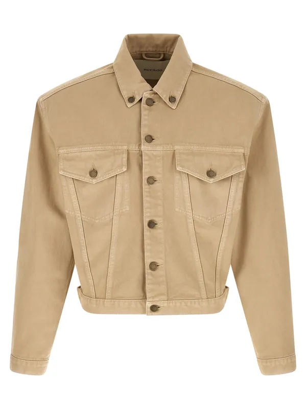Shrunken Denim Puffer Jackets Beige - Entire Studios