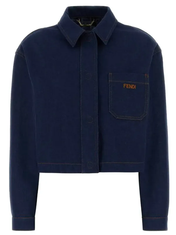 Navy Blue Denim Jacket - Fendi