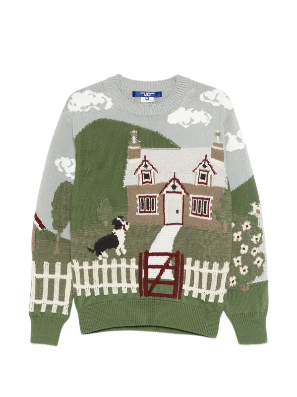 Printed Cotton Crewneck Sweater - Junya Watanabe