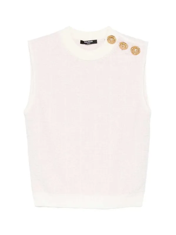 Sleeveless Top With Button - Balmain