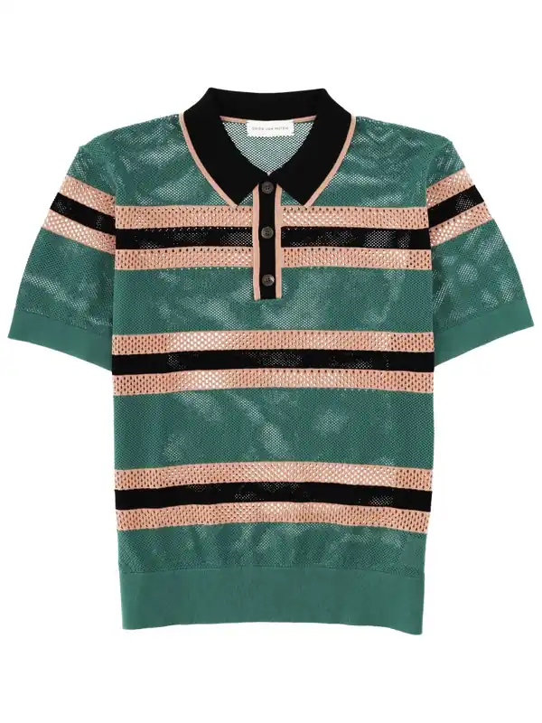 Perforated "Mercy Stripe" Polo Shirt - Dries Van Noten