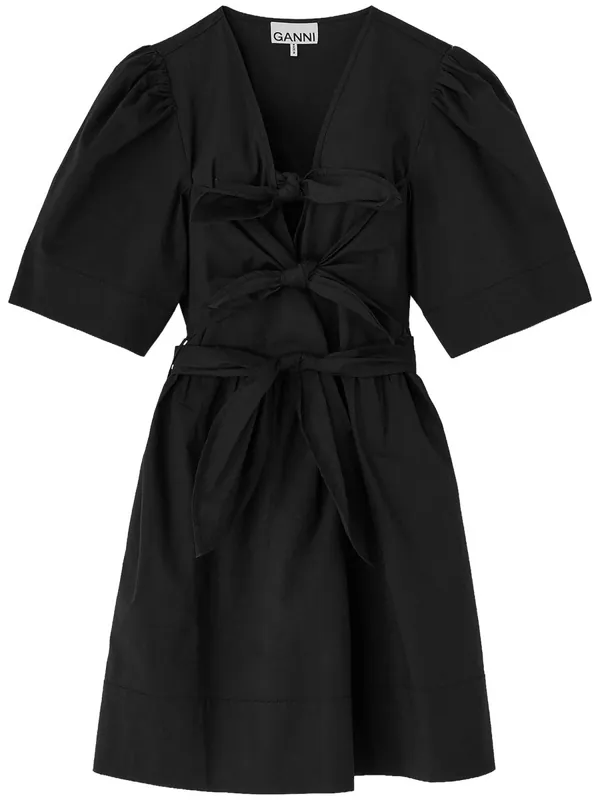 Mini Dress With Bows - Ganni