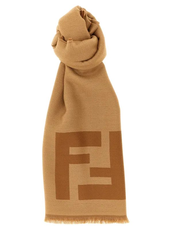 Ff Macro Scarf Scarves And Foulards Brown - Fendi