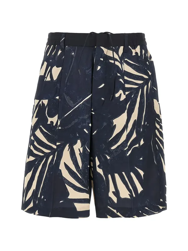 Printed Linen Blend Shorts - Emporio Armani