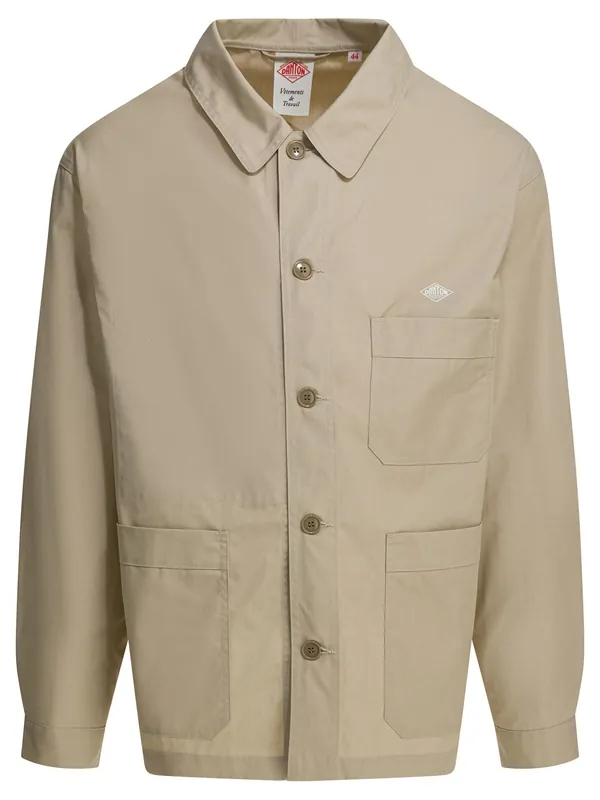 Overshirt Jacket With Logo Jackets And Coats Beige - Danton