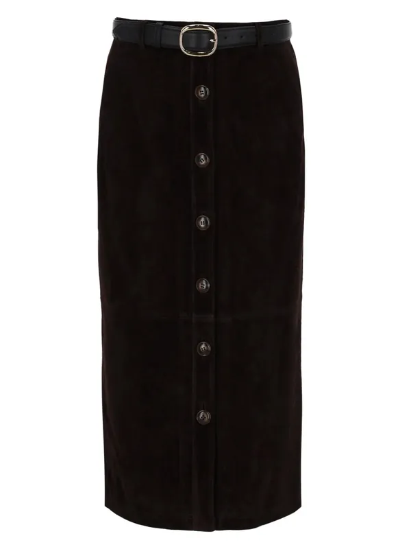 Suede Midi Skirt - Self-Portrait