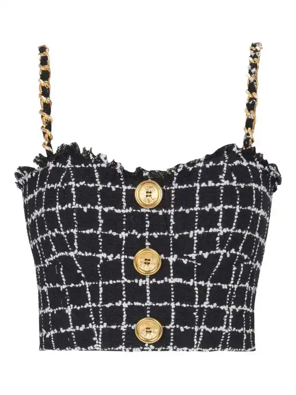 Tweed Top With Shoulder Straps - Balmain