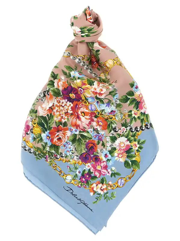 Mazzolini Di Fiori Scarves And Foulards Light Blue - Dolce & Gabbana