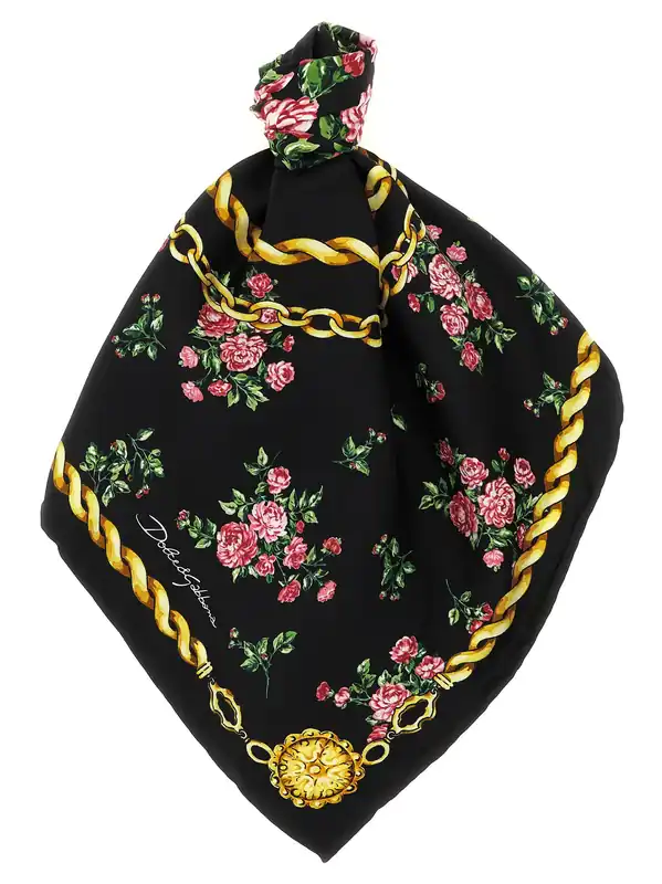 Mazzolini Di Rose Scarves And Foulards Black - Dolce & Gabbana