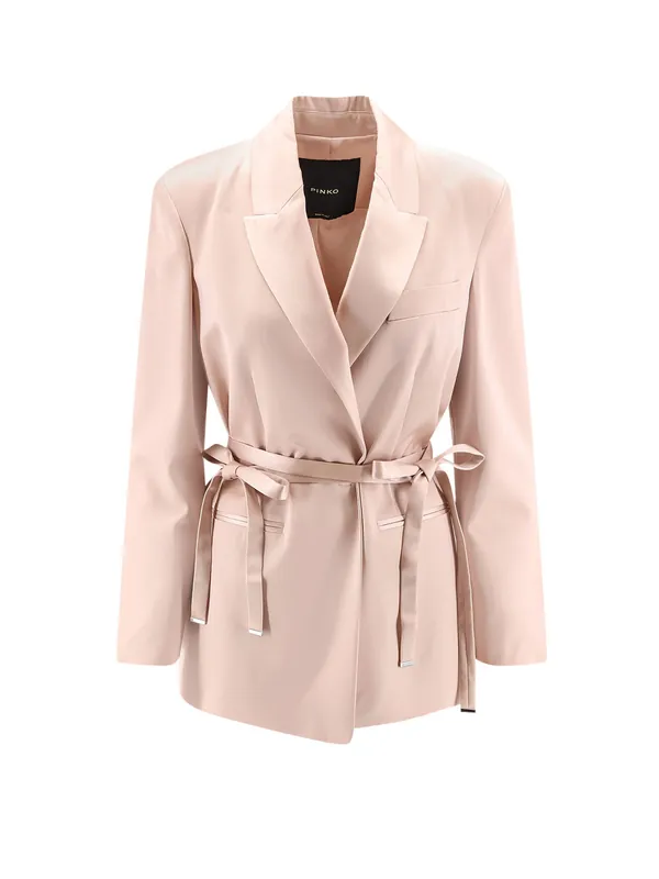 Rapa Satin Blazer With Belt - Pinko