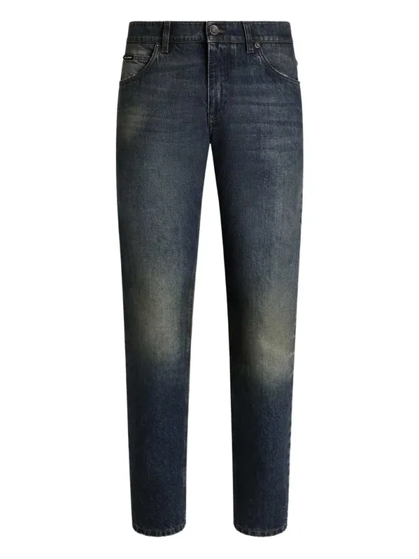Jeans With Logo Plaque - Dolce & Gabbana