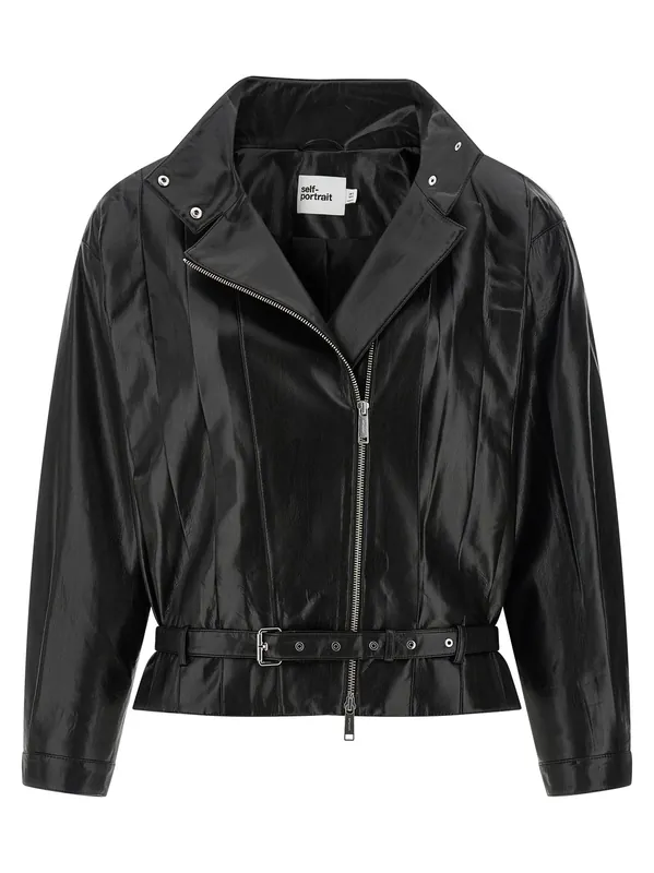 Biker Jacket Puffer Jackets Black - Self-Portrait