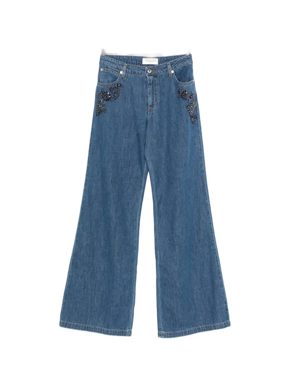 Flared Leg Denim Jeans - Ermanno Firenze