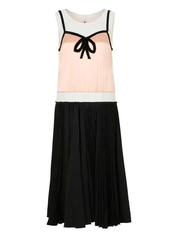 Pleated Midi Dress With Bow - Marni