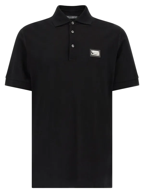 Logo Plate Shirt Polo Black - Dolce & Gabbana