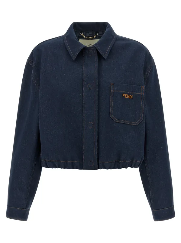 Ff Reverse Puffer Jackets Blue - Fendi