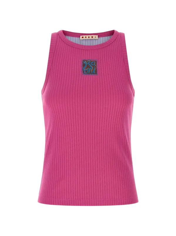 Ribbed Tank Top With Applique - Marni