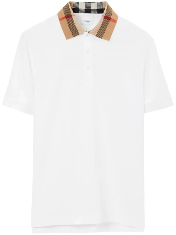 Slim Fit Check Collar Cotton Polo Shirt - Burberry London England