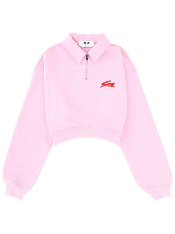 "Follow The Rabbit" Collared Sweatshirt - MSGM