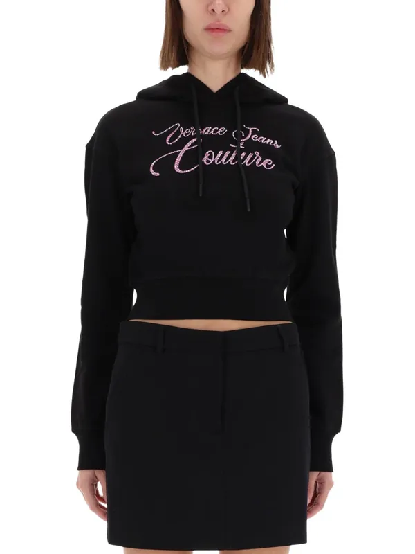 Cropped Sweatshirt With Logo - Versace