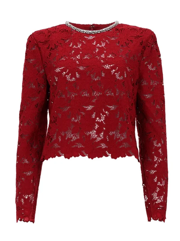 Lace Top With Crystals - Self-Portrait
