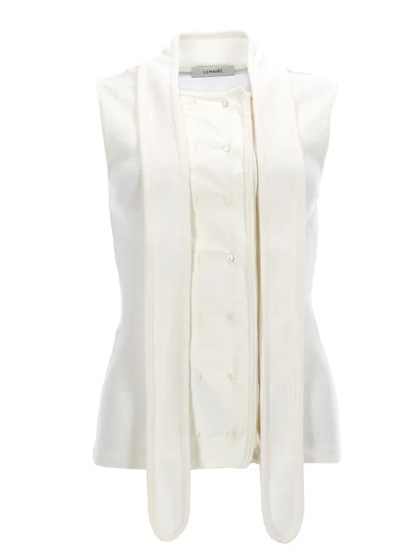 Asymmetrical Ribbed Top With Scarf - Lemaire
