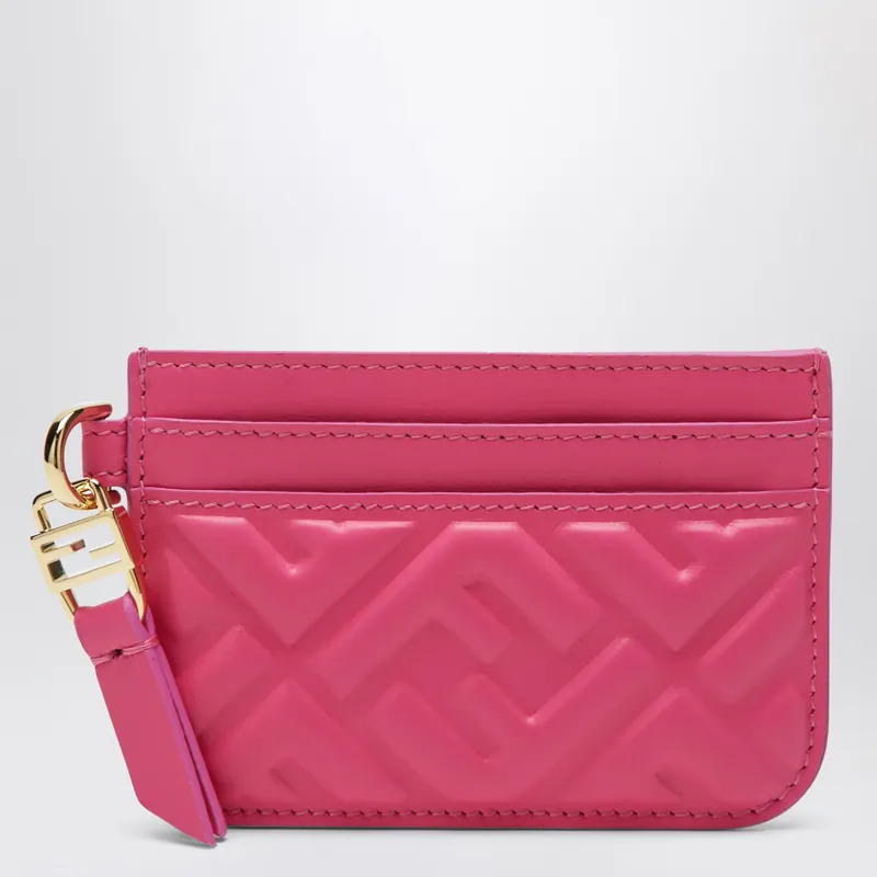 Fuchsia Nappa Leather Baguette Card Case With Ff Motif - Fendi