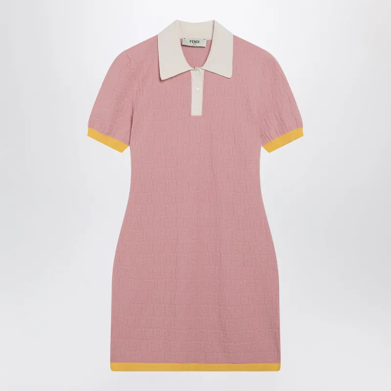 Pink Polo Dress With Ff Jacquard - Fendi