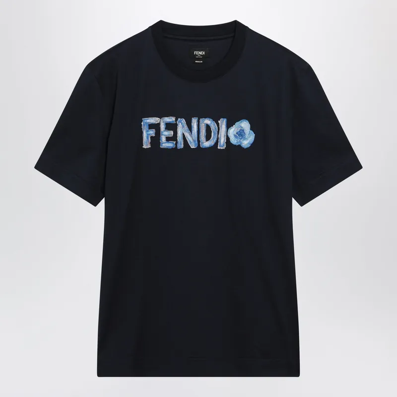 Navy Blue T-Shirt With Embroidered Logo