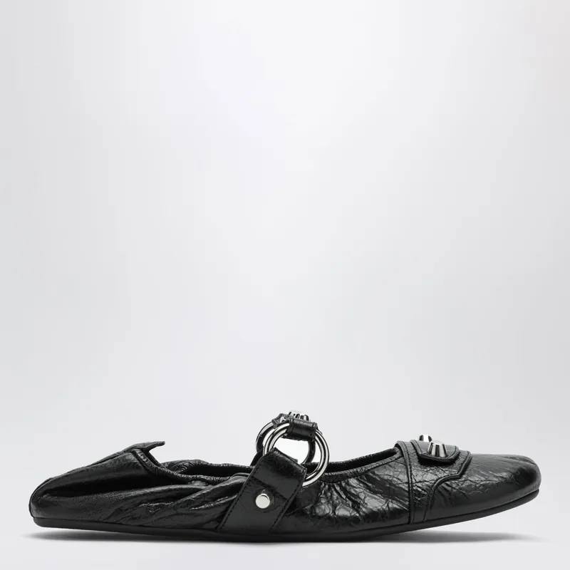 City Black Ballet Flats In Arena Lambskin Leather - Balenciaga