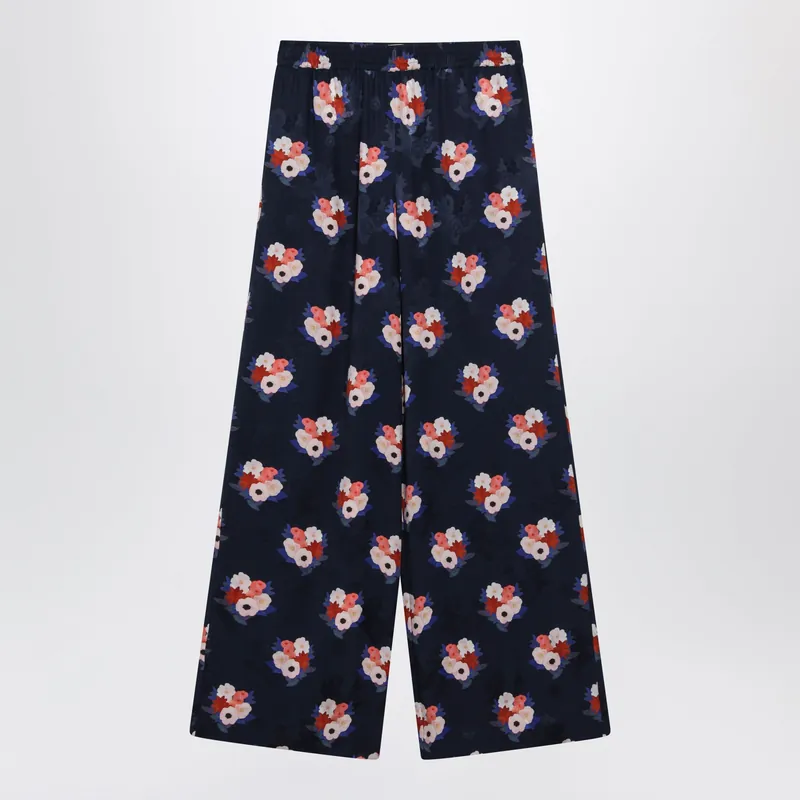 Dark Blue Silk Pyjama Trousers - Fendi