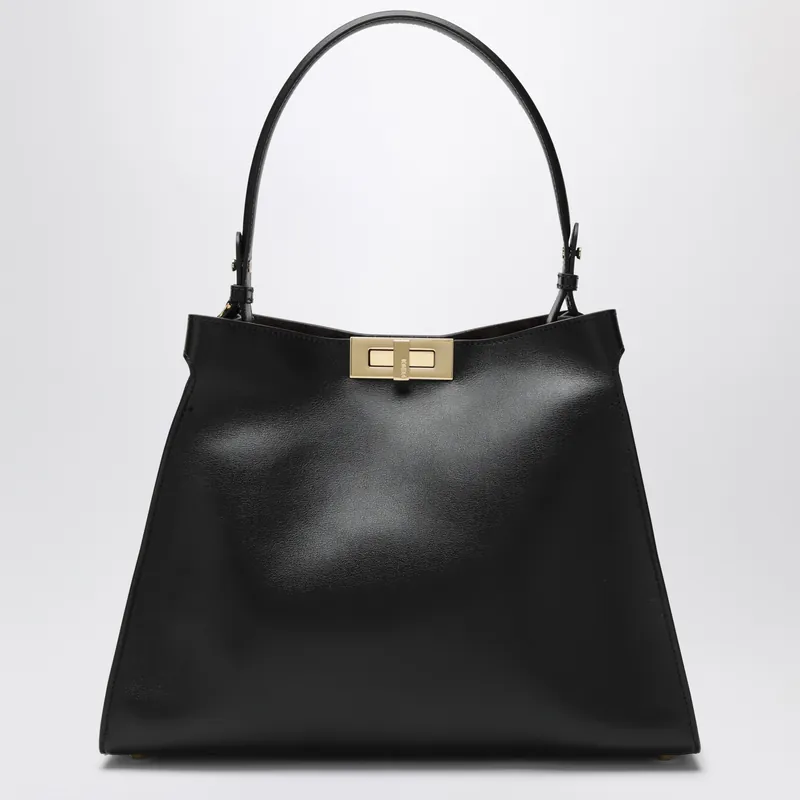Fendi Way Medium Bag In Black Leather And Chocolate Suede