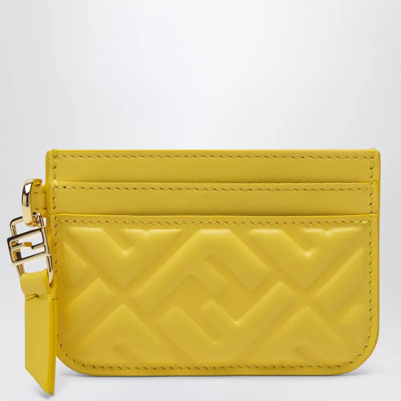 Yellow Nappa Leather Baguette Card Case With Ff Motif - Fendi