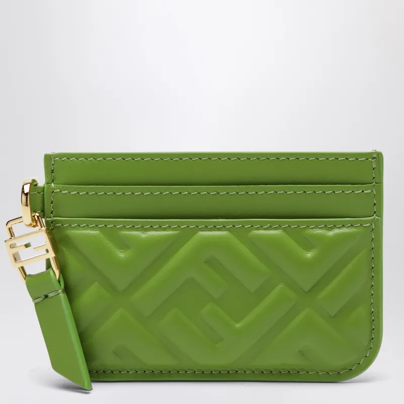 Forest Green Nappa Leather Baguette Card Case With Ff Motif - Fendi